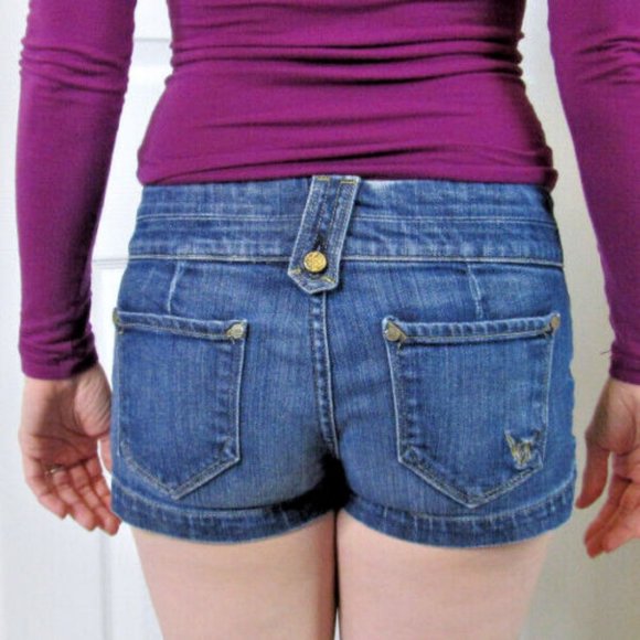 Bebe Short Shorts, Jean Hot Pants, Summer Womens Juniors size 27 - Picture 3 of 12